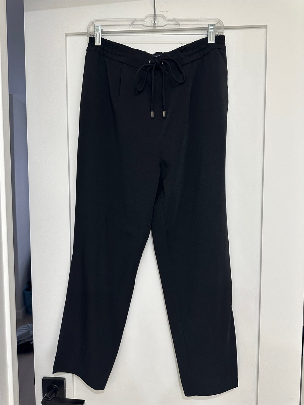 Zara Black Drawstring Waist Straight Leg Pants